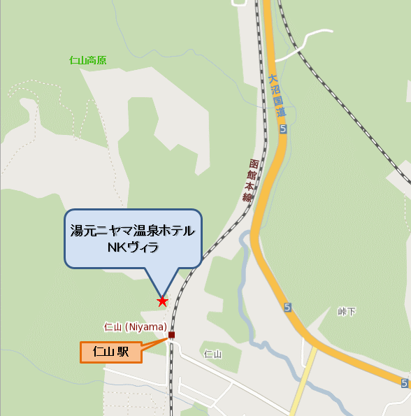 湯元ニヤマ温泉ホテル　ＮＫヴィラへの概略アクセスマップ