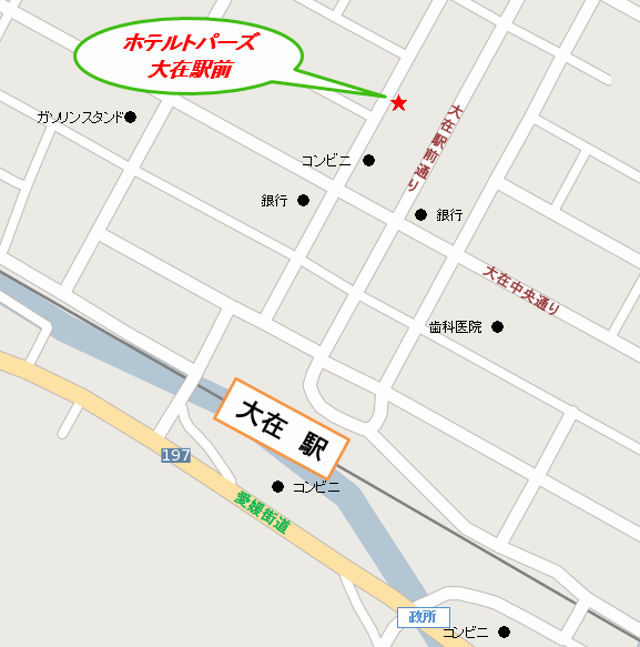 ホテルトパーズ大在駅前への概略アクセスマップ