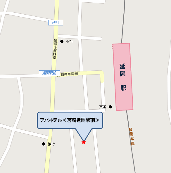 アパホテル〈宮崎延岡駅前〉への概略アクセスマップ