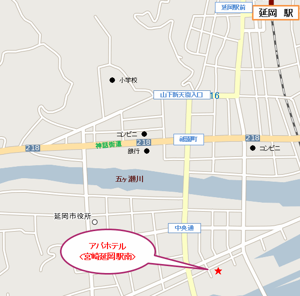 アパホテル〈宮崎延岡駅南〉への概略アクセスマップ