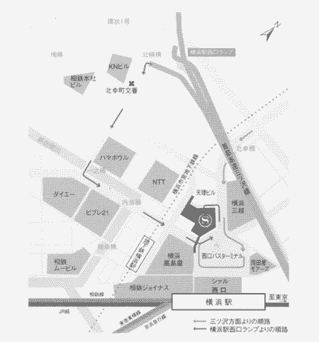 横浜ベイシェラトンホテル＆タワーズへの概略アクセスマップ