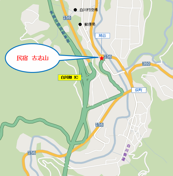 民宿　古志山への概略アクセスマップ
