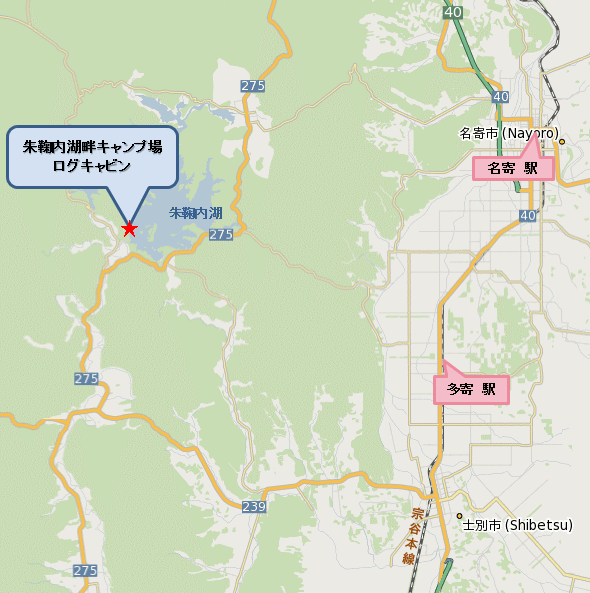 朱鞠内湖畔キャンプ場　ログキャビン 地図