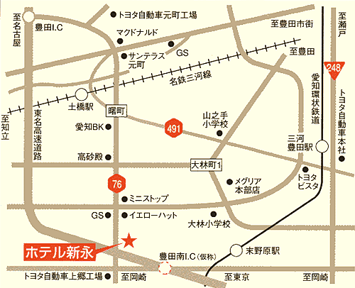 地図：ホテル新永