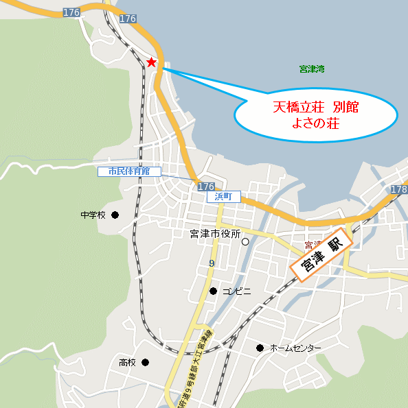 天橋立荘　別館　よさの荘への概略アクセスマップ