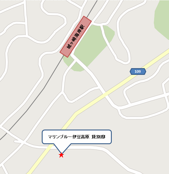 マリンブルー伊豆高原　貸別邸への概略アクセスマップ
