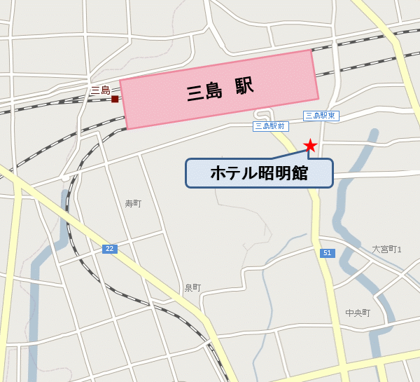 ホテル昭明館への概略アクセスマップ