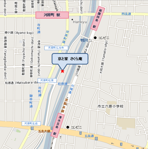 京と家　さくら庵への概略アクセスマップ