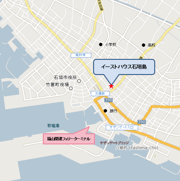 イーストハウス石垣島　＜石垣島＞への概略アクセスマップ