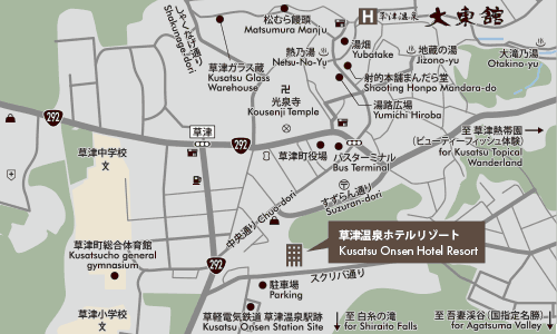 草津温泉ホテルリゾートへの概略アクセスマップ