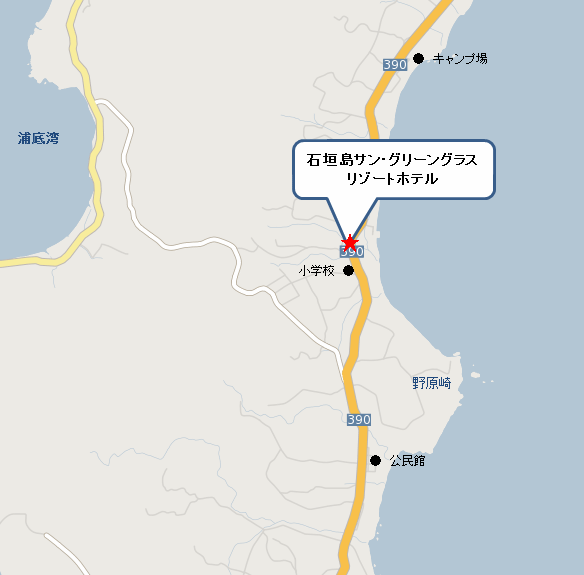 石垣島サン・グリーングラス　リゾートホテル　＜石垣島＞への概略アクセスマップ
