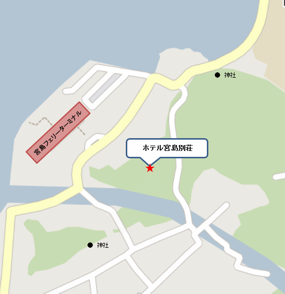 ホテル宮島別荘への概略アクセスマップ