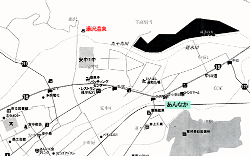 西上州湯沢温泉　湯沢館への概略アクセスマップ