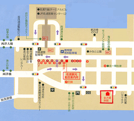 金沢屋旅館　＜佐渡島＞への概略アクセスマップ