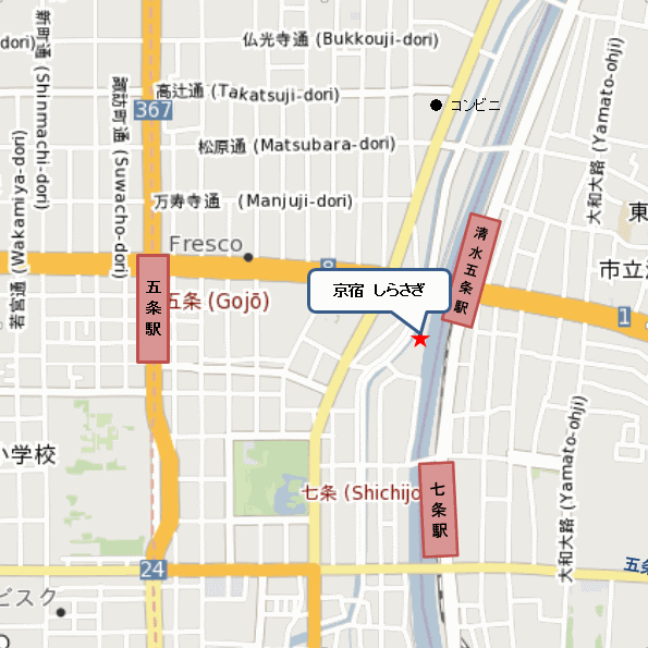京宿　しらさぎへの概略アクセスマップ