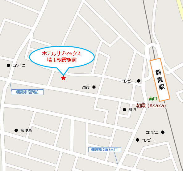 ホテルリブマックス埼玉朝霞駅前への概略アクセスマップ