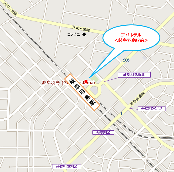 アパホテル〈岐阜羽島駅前〉への概略アクセスマップ