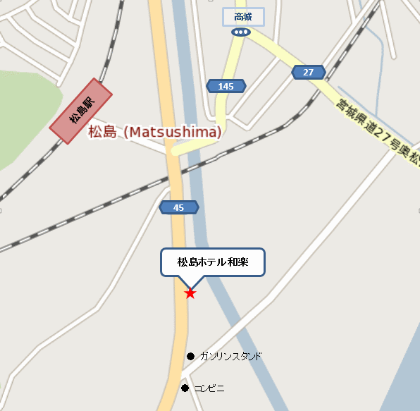 松島ホテル和楽への概略アクセスマップ