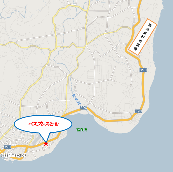 バスプレス石垣　＜石垣島＞への概略アクセスマップ