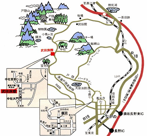 戸隠山宿坊　妙光院　武田旅館への概略アクセスマップ
