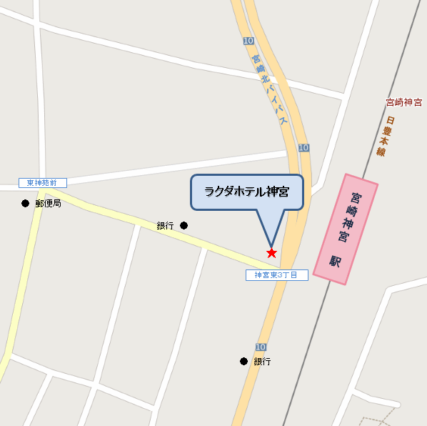 ラクダホテル神宮への概略アクセスマップ