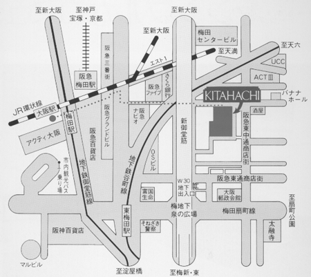ホテル喜多八への概略アクセスマップ