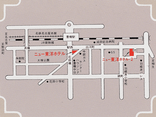 ニュー東洋ホテル２＜豊橋駅西口＞への概略アクセスマップ