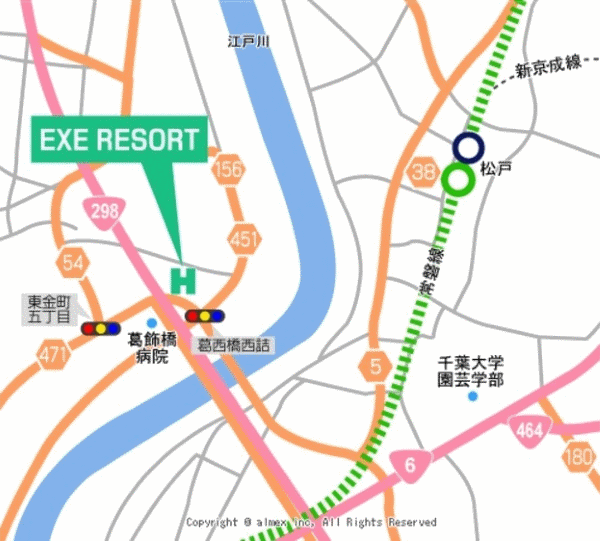 ＨＯＴＥＬ　ＥＸＥ　ＲＥＳＯＲＴ【大人専用１８禁・ハピホテ提携】への概略アクセスマップ