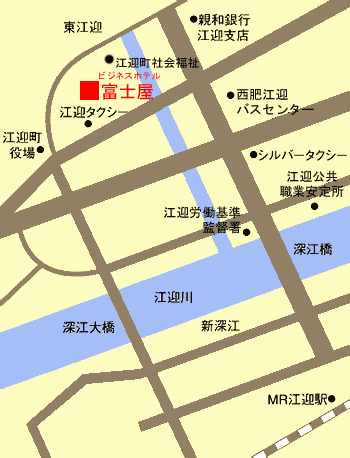 Ｔａｂｉｓｔ　ビジネスホテル　富士屋への概略アクセスマップ