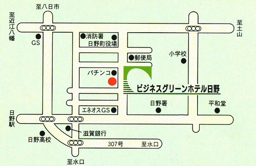 地図：ビジネスグリーンホテル日野