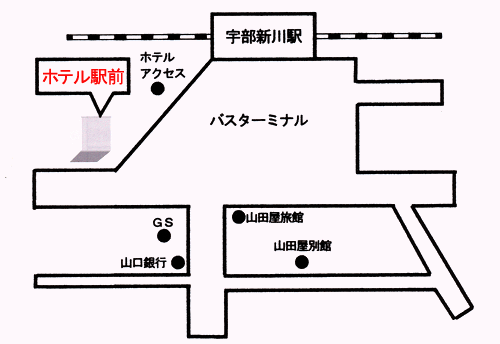 ビジネス旅館駅前への概略アクセスマップ