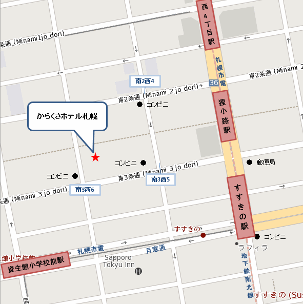 地図：からくさホテル札幌