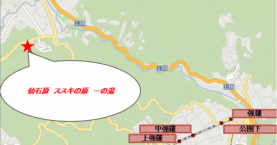 仙石原　ススキの原一の湯への概略アクセスマップ