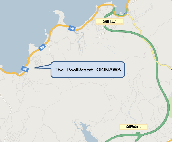 ザ・プールリゾート沖縄（Ｔｈｅ　Ｐｏｏｌ　Ｒｅｓｏｒｔ　ＯＫＩＮＡＷＡ）への概略アクセスマップ