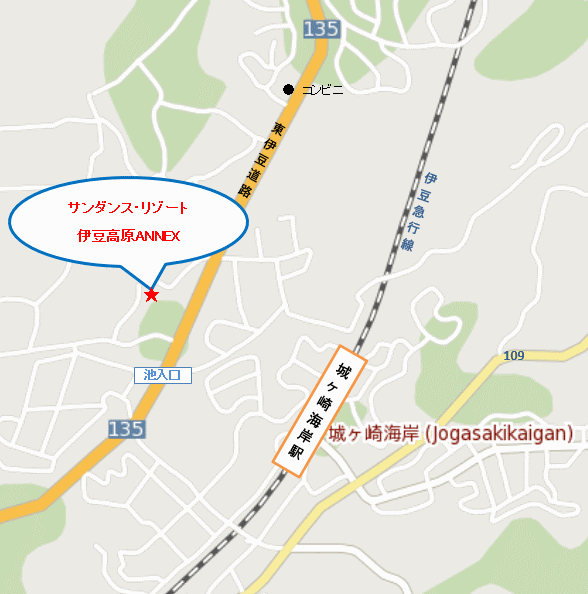 サンダンス・リゾート伊豆高原ＡＮＮＥＸへの概略アクセスマップ