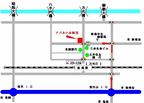 アパホテル〈新潟〉への概略アクセスマップ