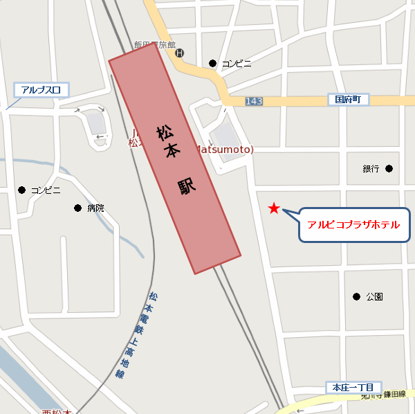 地図：アルピコプラザホテル