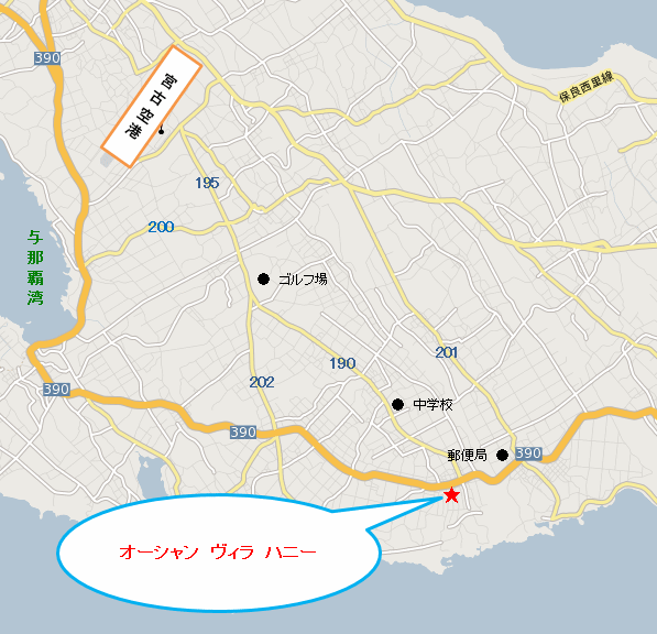 オーシャン　ヴィラ　ハニー＜宮古島＞への概略アクセスマップ