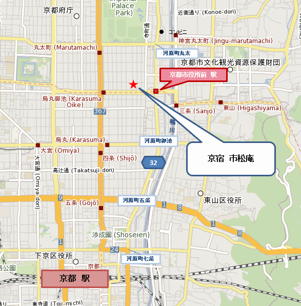 京宿　市松庵への概略アクセスマップ