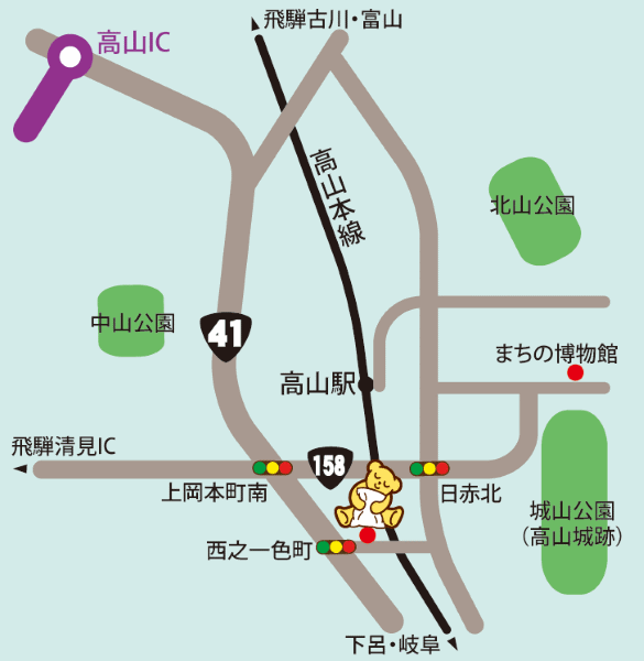 ファミリーロッジ旅籠屋・飛騨高山店への概略アクセスマップ