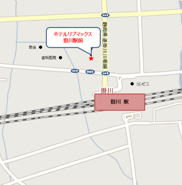 地図：ホテルリブマックス掛川駅前