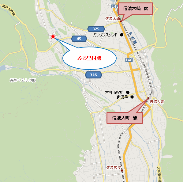 ゲストルーム　ふる里村工芸館への概略アクセスマップ