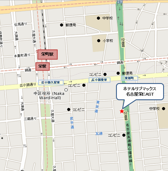 ホテルリブマックス名古屋栄ＥＡＳＴ 地図