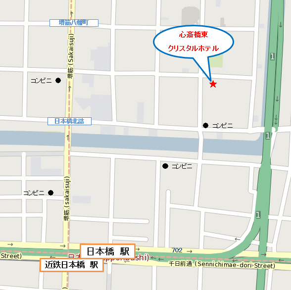 心斎橋東クリスタルホテル 地図