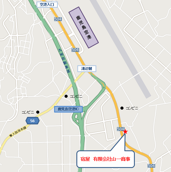 ＩＮＮ　山一　空港店への概略アクセスマップ