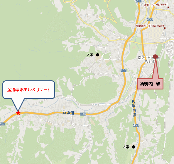 札幌金湯亭ホテル＆リゾート Ａｓａｈｉ ｇｒｏｕｐの地図画像