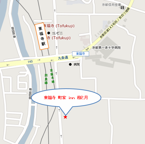 東福寺　町家　ｉｎｎ　桜と月への概略アクセスマップ