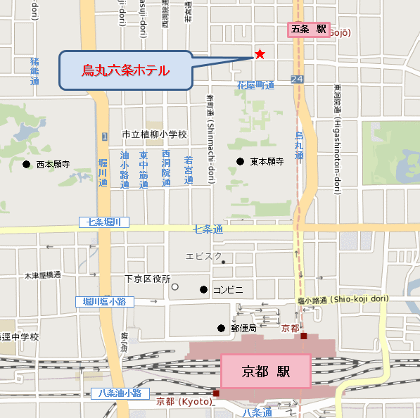 烏丸六条ホテルの地図画像
