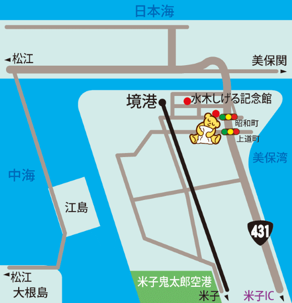 ファミリーロッジ旅籠屋・境港店への概略アクセスマップ