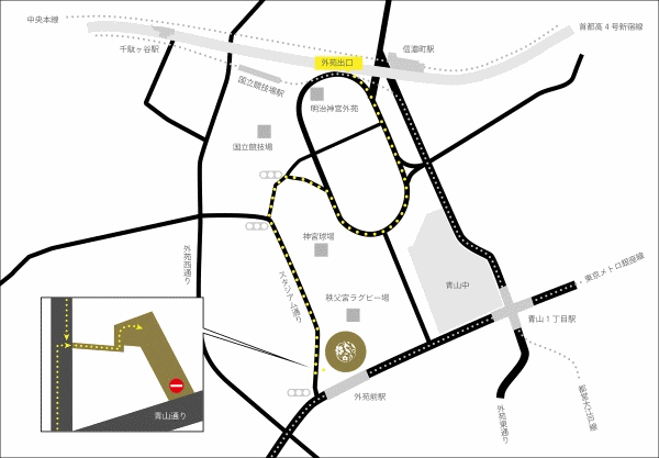 ホテルアラマンダ青山への概略アクセスマップ